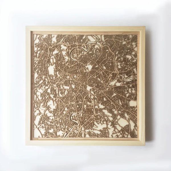 Rome CityWood Minimal Wooden map wood laser cut maps https://thecitywood.com/ CityWood is a wooden map artwork. City streets, water CityWood - Laser Cut Wooden Maps - Award Wining Design by architect and designer Hubert Roguski