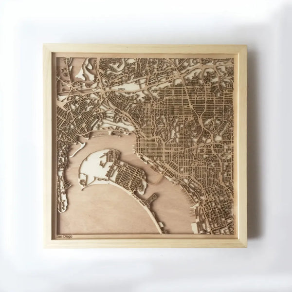 San Diego CityWood Minimal Wooden map wood laser cut maps https://thecitywood.com/ CityWood is a wooden map artwork. City streets, water CityWood - Laser Cut Wooden Maps - Award Wining Design by architect and designer Hubert Roguski