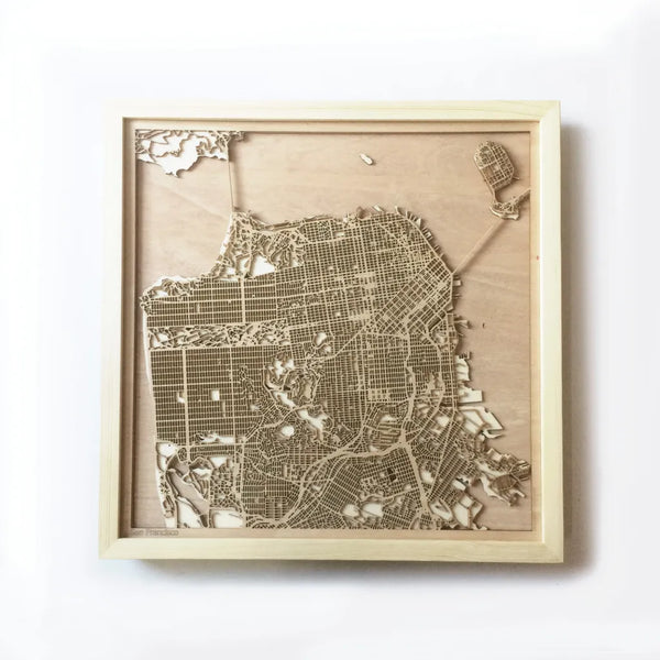 San Francisco CityWood Minimal Wooden map wood laser cut maps https://thecitywood.com/ CityWood is a wooden map artwork. City streets, water CityWood - Laser Cut Wooden Maps - Award Wining Design by architect and designer Hubert Roguski