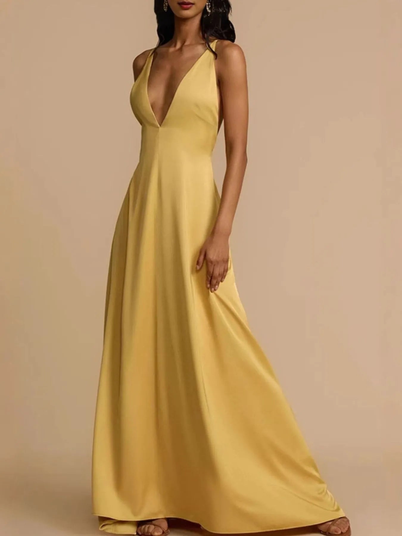 Diantha Deep V-Neck Maxi Dress