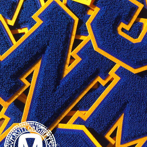 Dahi Shop 26 Pcs Navy Blue Chenille Letter Patches - Large 32H X 24W Iron  On Letters For Clothing - Blue Varsity Letter Patches