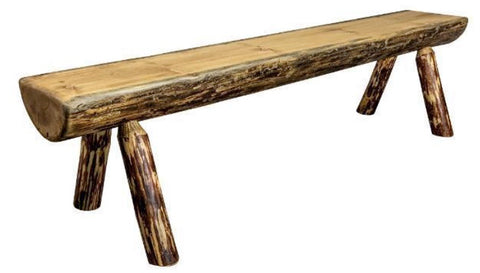 Glacier Country Half Log Plank Bench by Montana Woodworks