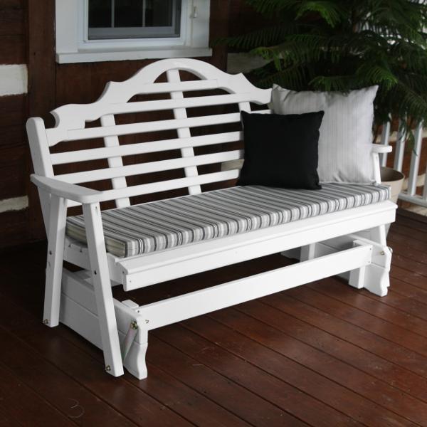 white wooden glider bench