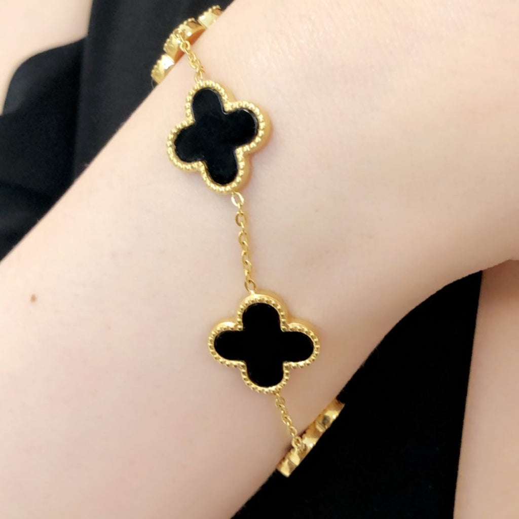 18K Gold Waterproof Clover Necklace Bracelet Earrings 