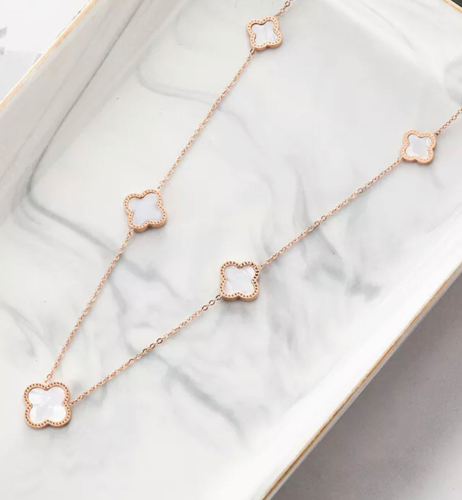 Anastasia Clover & Star Rose Gold Statement Necklace - Glamourizeuk