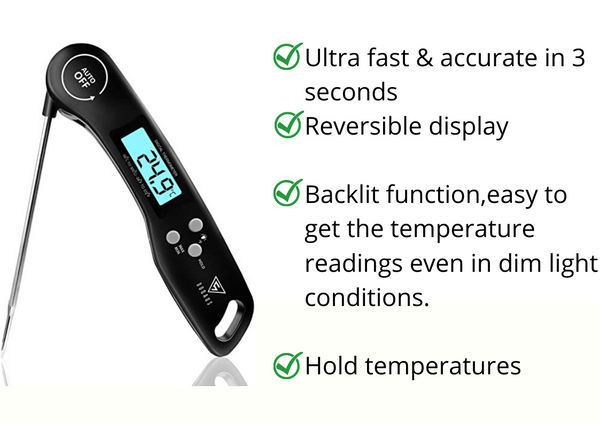 Meat Thermometer, Doqaus Instant Read Cooking Thermometer, Digital Food  Thermometer, Backlight Lcd Screen Foldable Long Probe & Auto On/off,  Perfect F