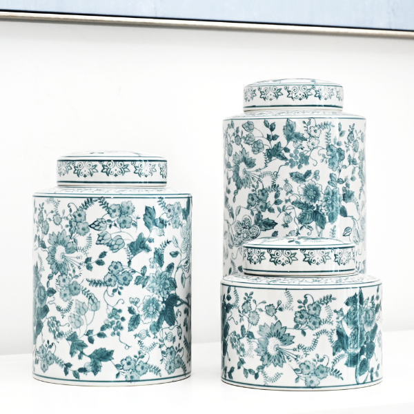 Soft Floral' Handpainted Jar - 3 sizes available
