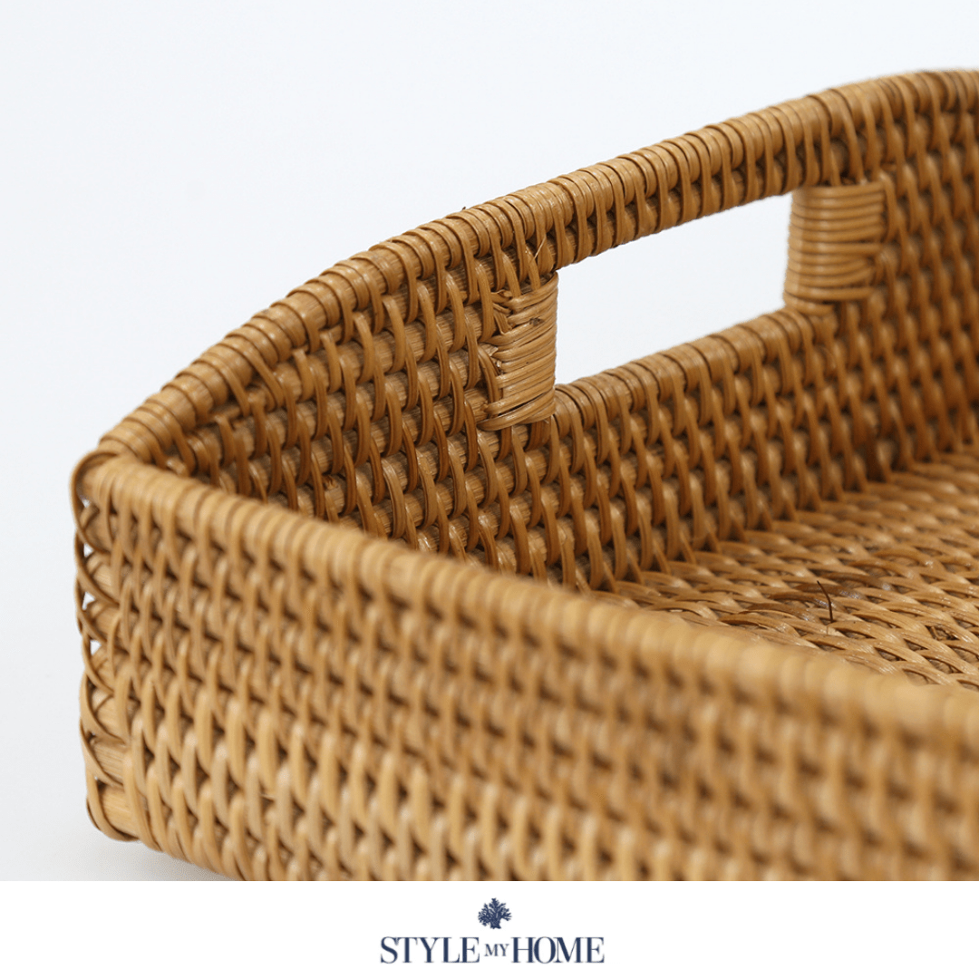 'Morning' Natural Rattan Tray Rectangle - 2 sizes-image-1