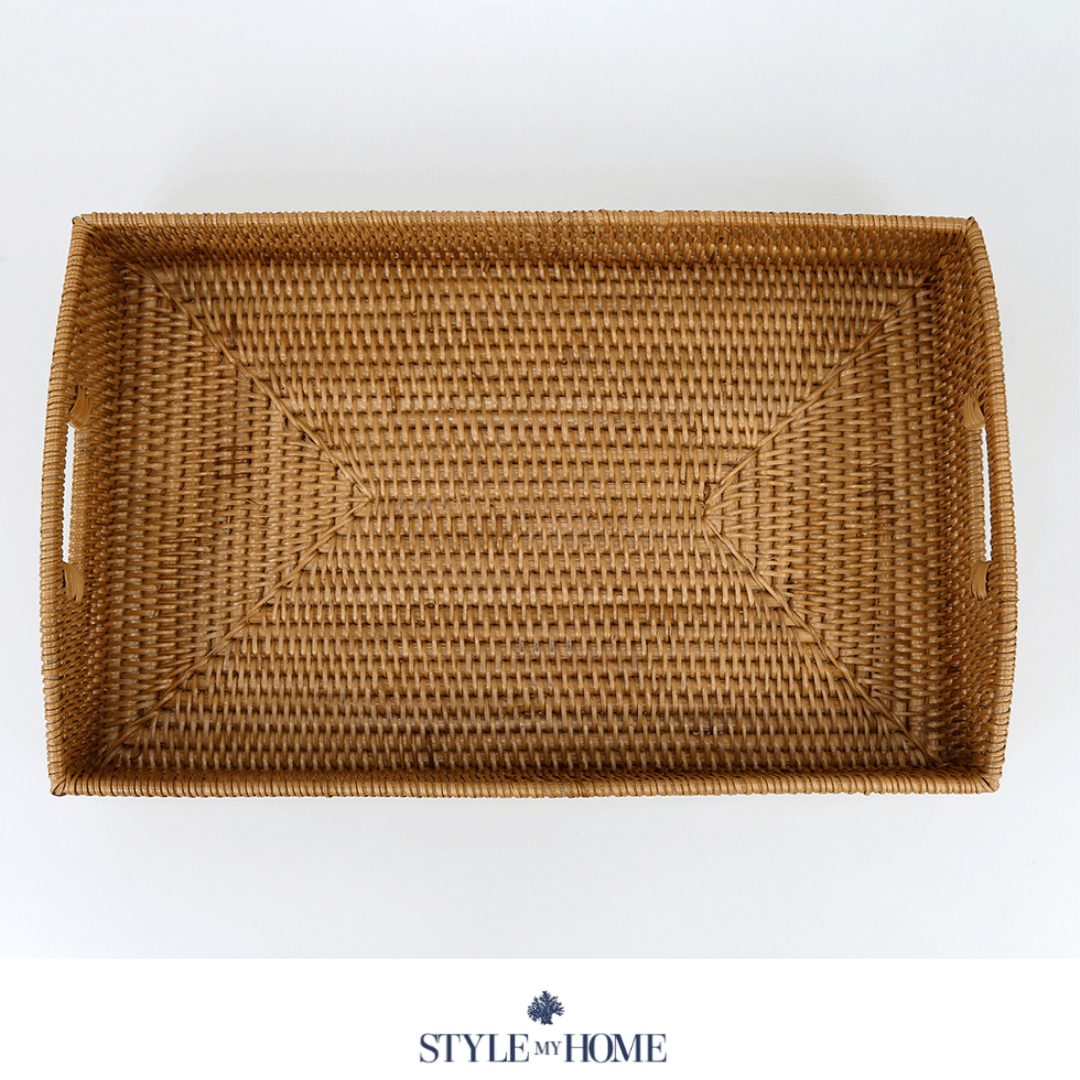 'Morning' Natural Rattan Tray Rectangle - 2 sizes