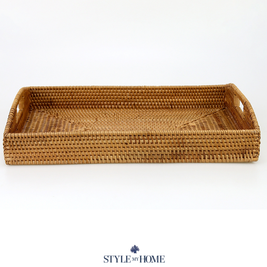 'Morning' Natural Rattan Tray Rectangle - 2 sizes-image-7