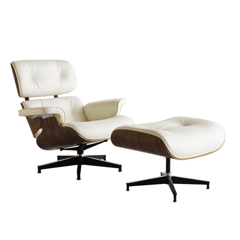 acre priester Sanders Eames Style Cream Leather with Walnut Lounge Chair & Ottoman – Innist Design