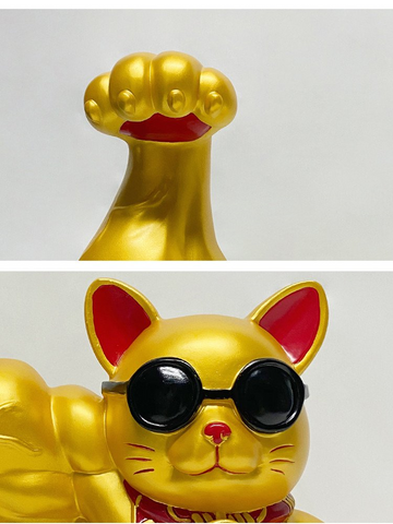 Lucky Cat Has Strong Muscular Arms And Wears Sunglasses Maneki Neko