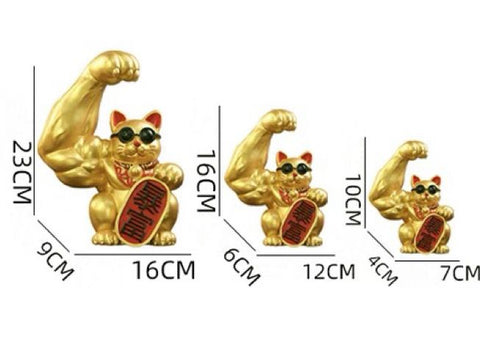 Lucky Cat Has Strong Muscular Arms And Wears Sunglasses Maneki Neko