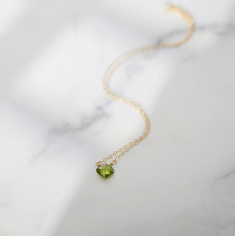 Cushion Cut Peridot Gemstone Necklace