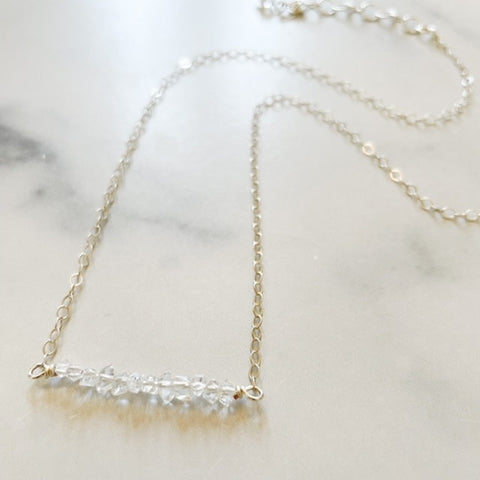 Herkimer Diamond Bar Necklace in Sterling Silver