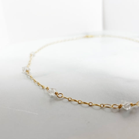 Herkimer Diamond Necklace in 14k Golf Fill 