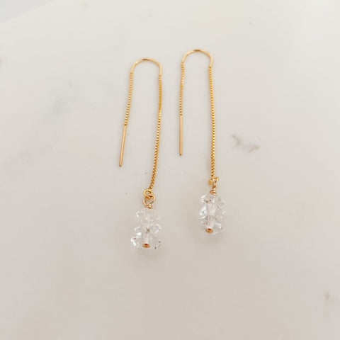 Herkimer Diamond Threaders Earrings in 14k Gold Fill 