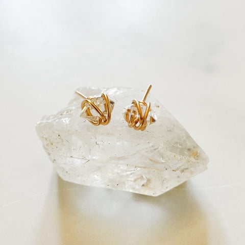 Herkimer Diamond Post Earrings in 14k Gold Fill 