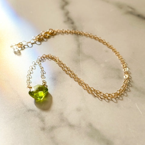 Cushion Cut Peridot Gemstone Necklace 