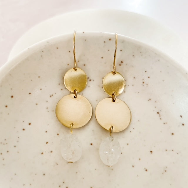 druzy + raw brass  earrings