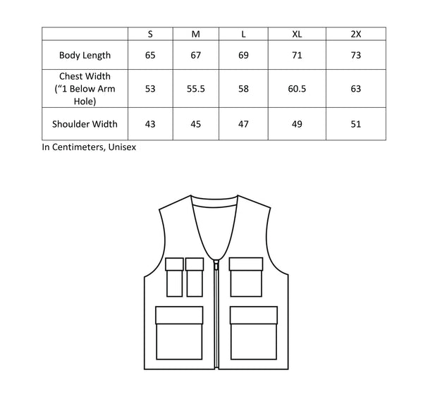 Mens Vest Size Chart