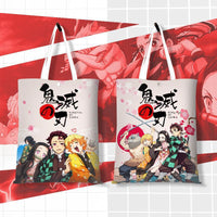 Japan Anime Bag Cute Demon Slayer Rengoku Kyoujurou Kanroji Mitsuri Tokitou Muichirou Canvas Shoulder Bag Handbag 42x33CM