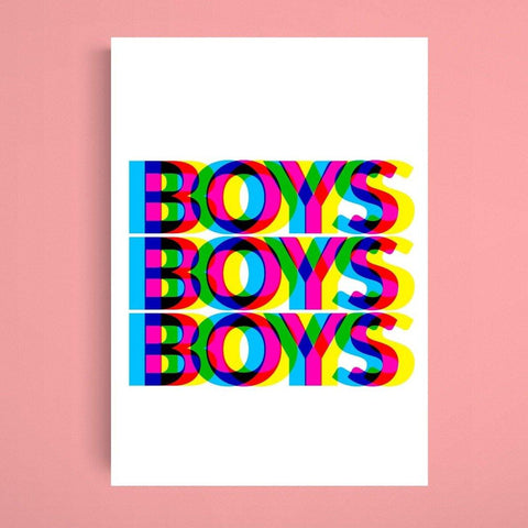 Boys Boys Boys Gay Pride Print | Pride Poster LGBTQ+ | Rainbow Decor Prints Wall Art | Inspirational Poster | Gift Idea Print