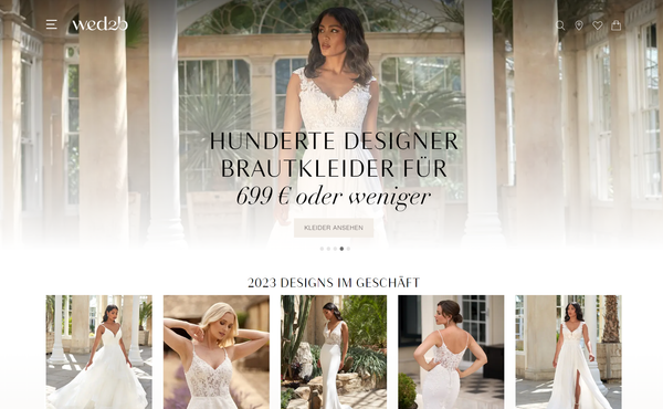 WED2B German homepage with wedding dresses