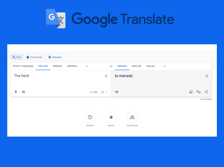 Google translate herd into Spanish