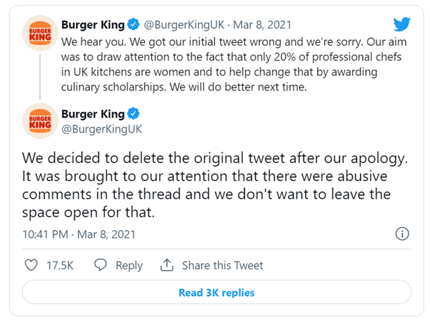 Burger King Twitter feed example