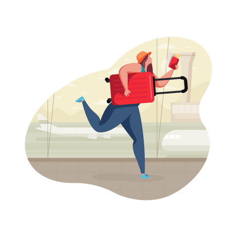 Woman travelling with luggage illustration