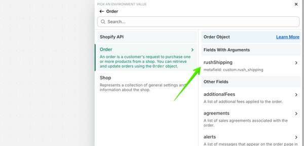 Field with Arguments in Shopify