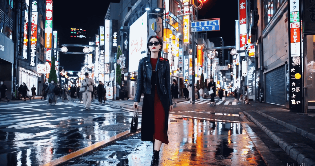 Una mujer caminando por las calles de Tokio, generada por Sora de OpenAI