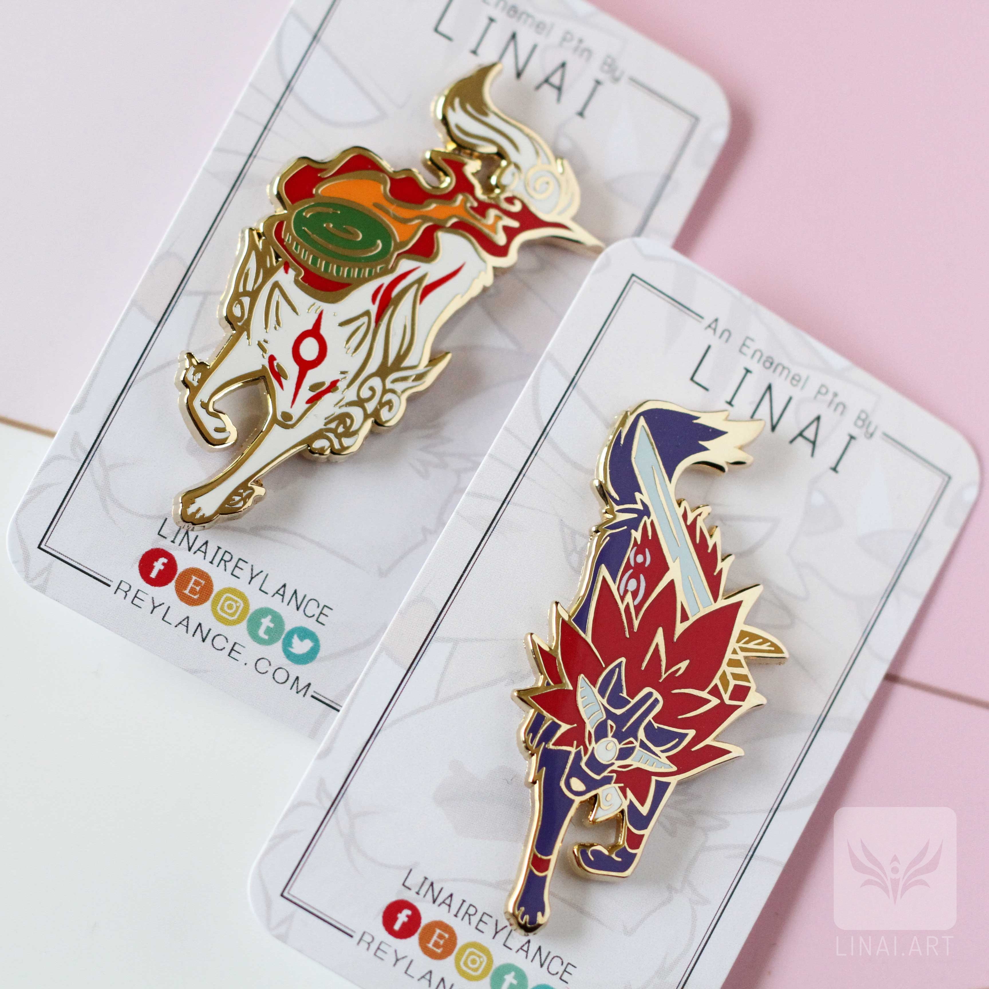 Buy Okami Button Pinback Set Amaterasu Okikurumi Ninetails Online