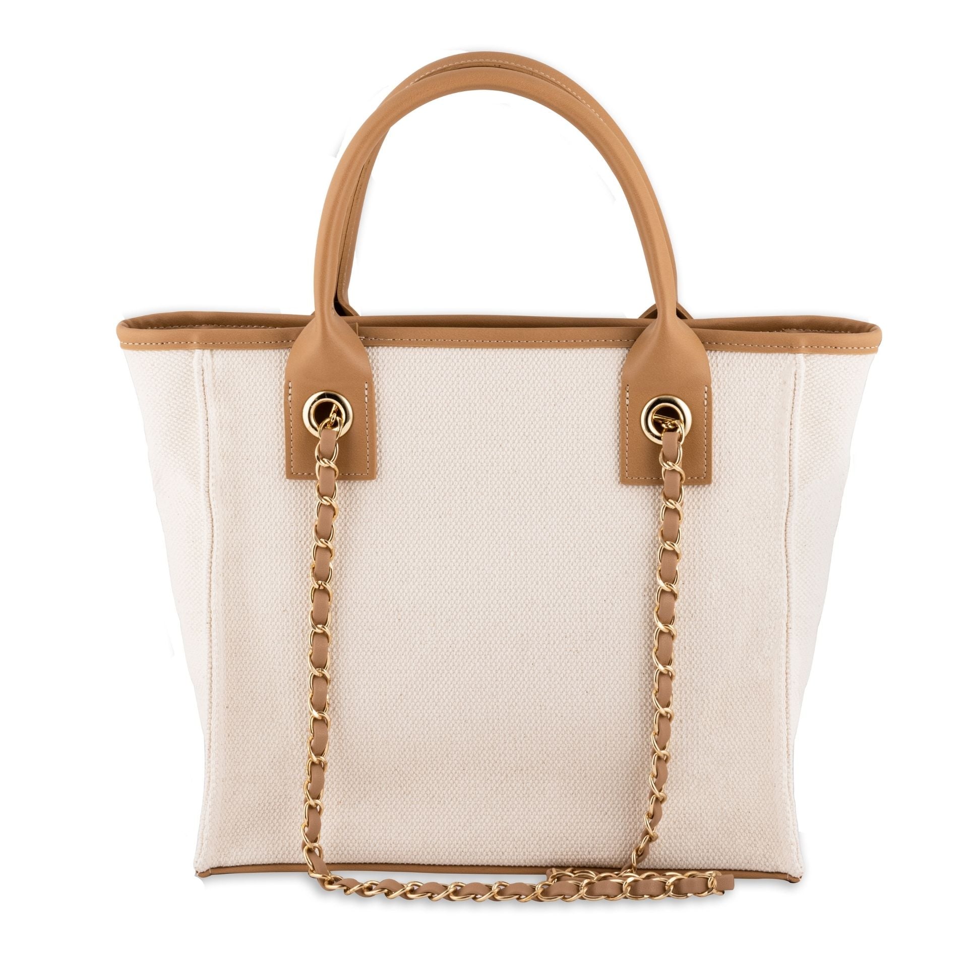 Small Tan trimmed Canvas Tote Bag - NO PERSONALISATION