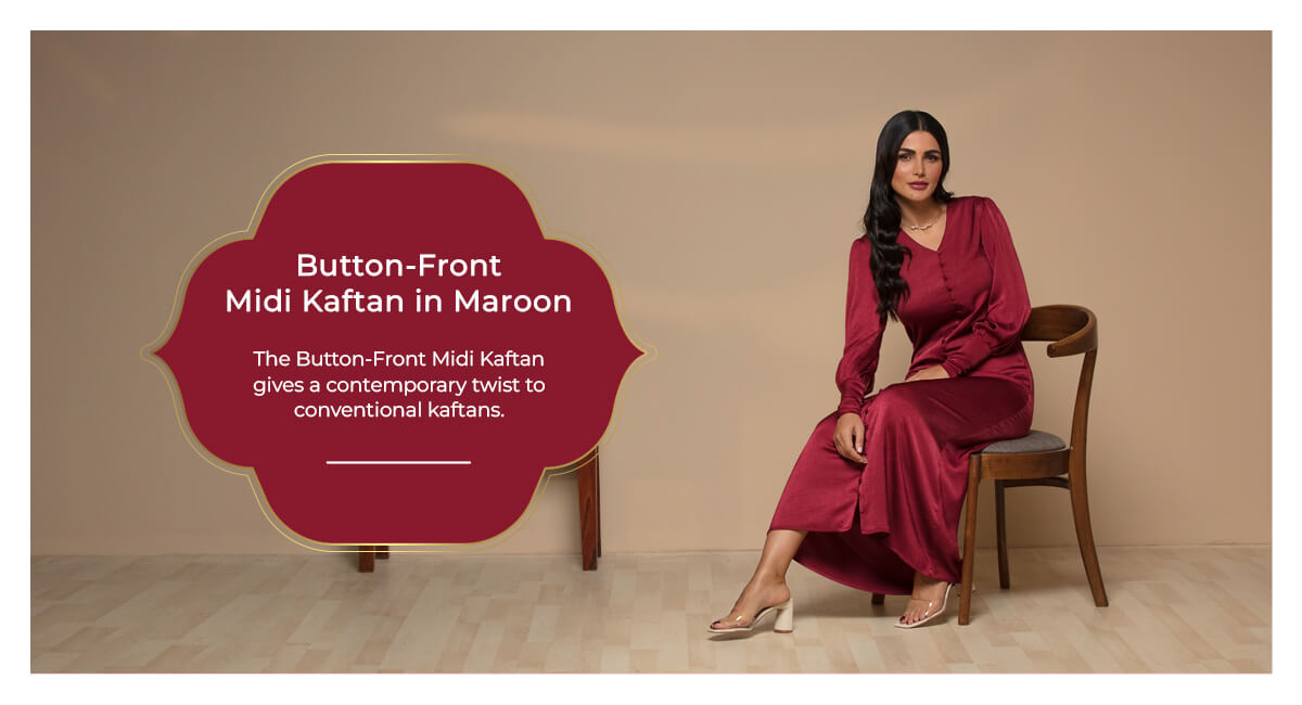 Midi Kaftan in Maroon