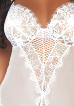 Load image into Gallery viewer, Eyelash Lace &amp; Sheer Mesh Teddy - White
