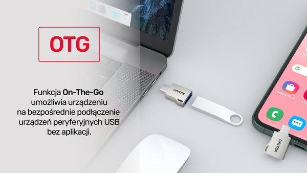 The adapter supports OTG (On-the-go) function