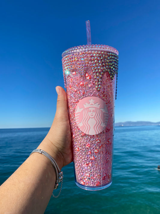 Dazzle Pink Drink inspired tumbler 24 onz pink drink Starbucks cup