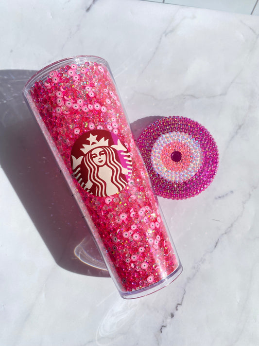 Dazzle Pink Drink inspired tumbler 24 onz pink drink Starbucks cup – Lolas  Chimuelos Designs