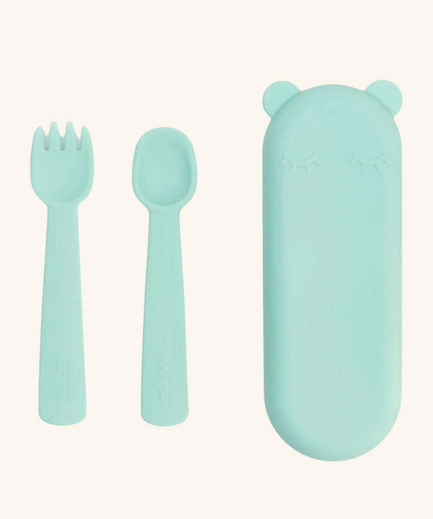 Feedie Fork and Spoon Silicone Set for a Baby, Yellow