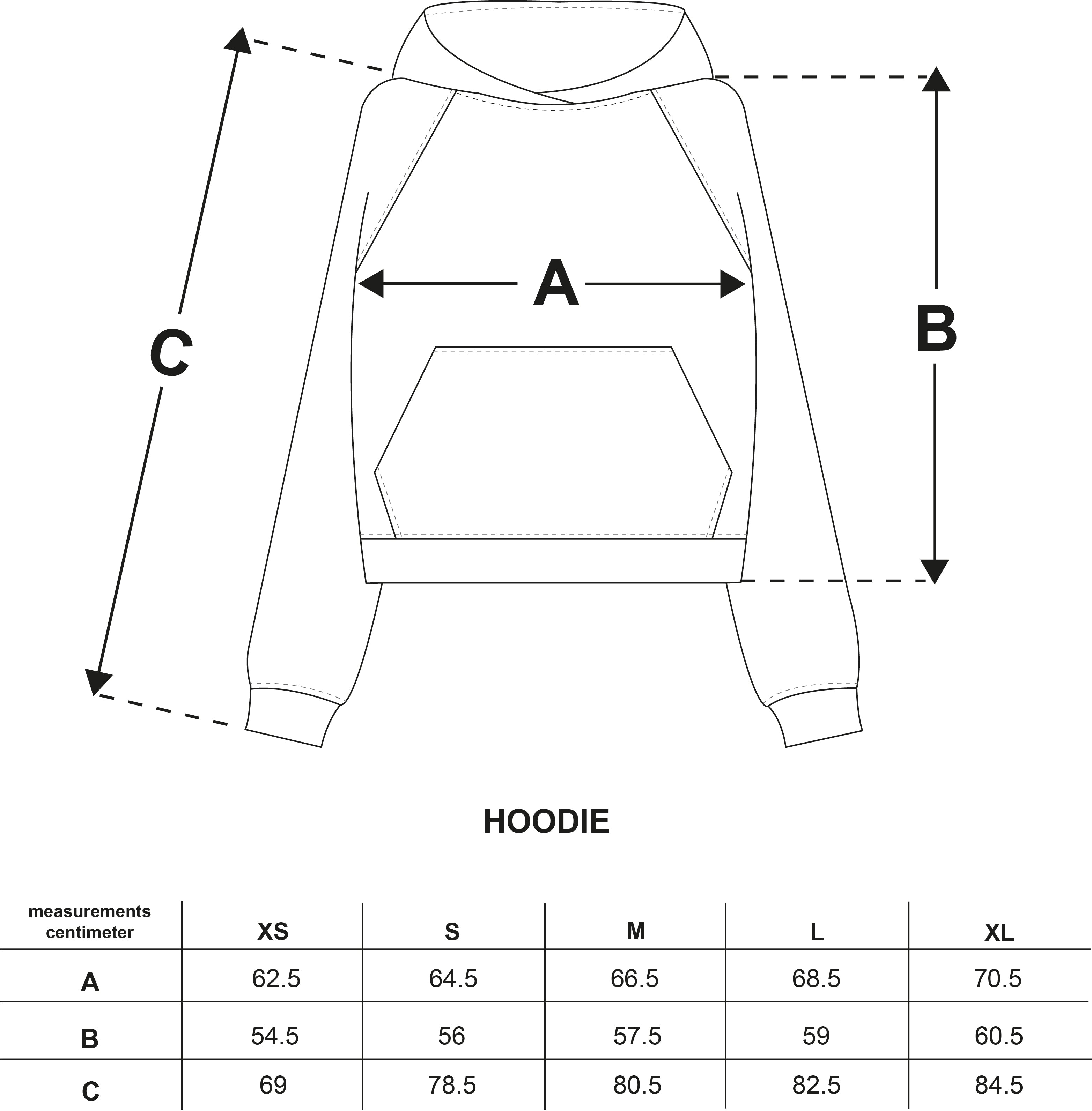 Raglan Hoodie Sizechart Measurements, LAR Project  Dis/Order Hoodie
