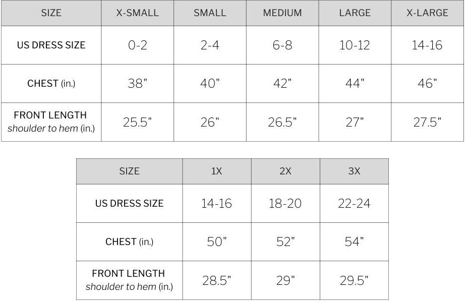 Size Charts – Rae Dunn Wear