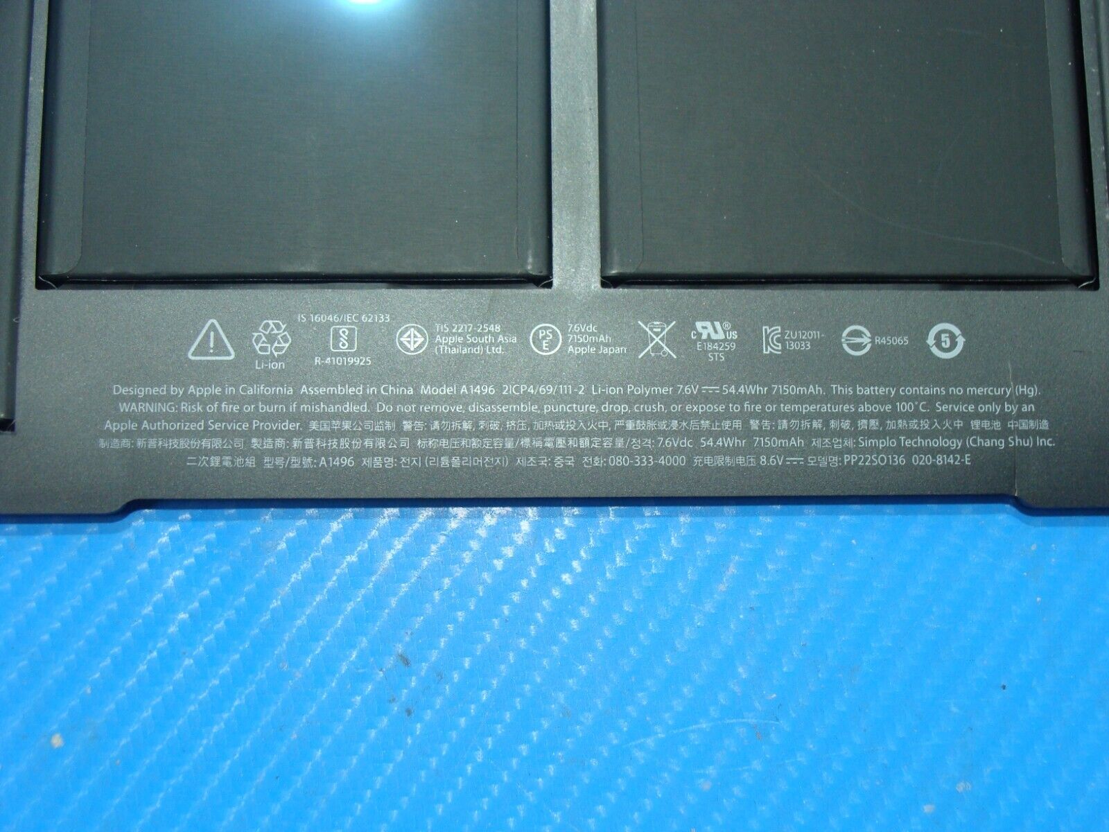 A1466 MacBook Air 13 Battery A1496 Early 2013, 2014, 2015, 2017, 661-7474  C GRD