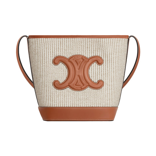 SMALL BUCKET CUIR TRIOMPHE IN TRIOMPHE CANVAS AND CALFSKIN - GREGE