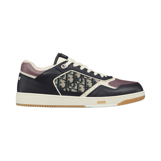 B25 Runner Sneaker Navy Blue and Cream Smooth Calfskin with Beige and Black  Dior Oblique Jacquard