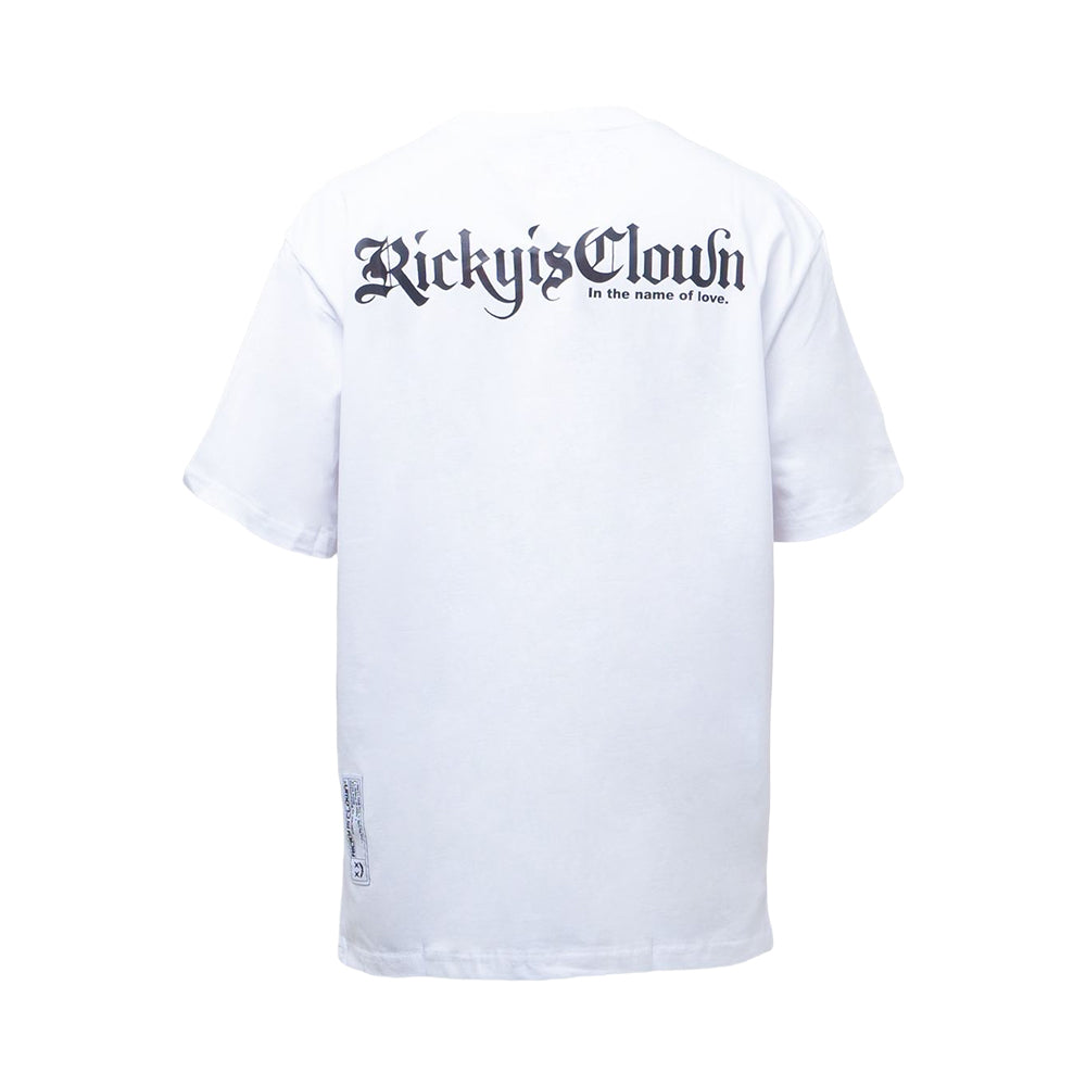 RIC Blessed Virgin Mary Gothic Font Logo Tee White | Voila.id
