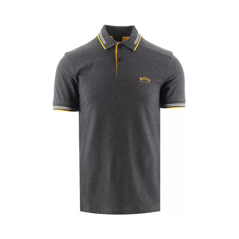 hugo boss grey and yellow polo