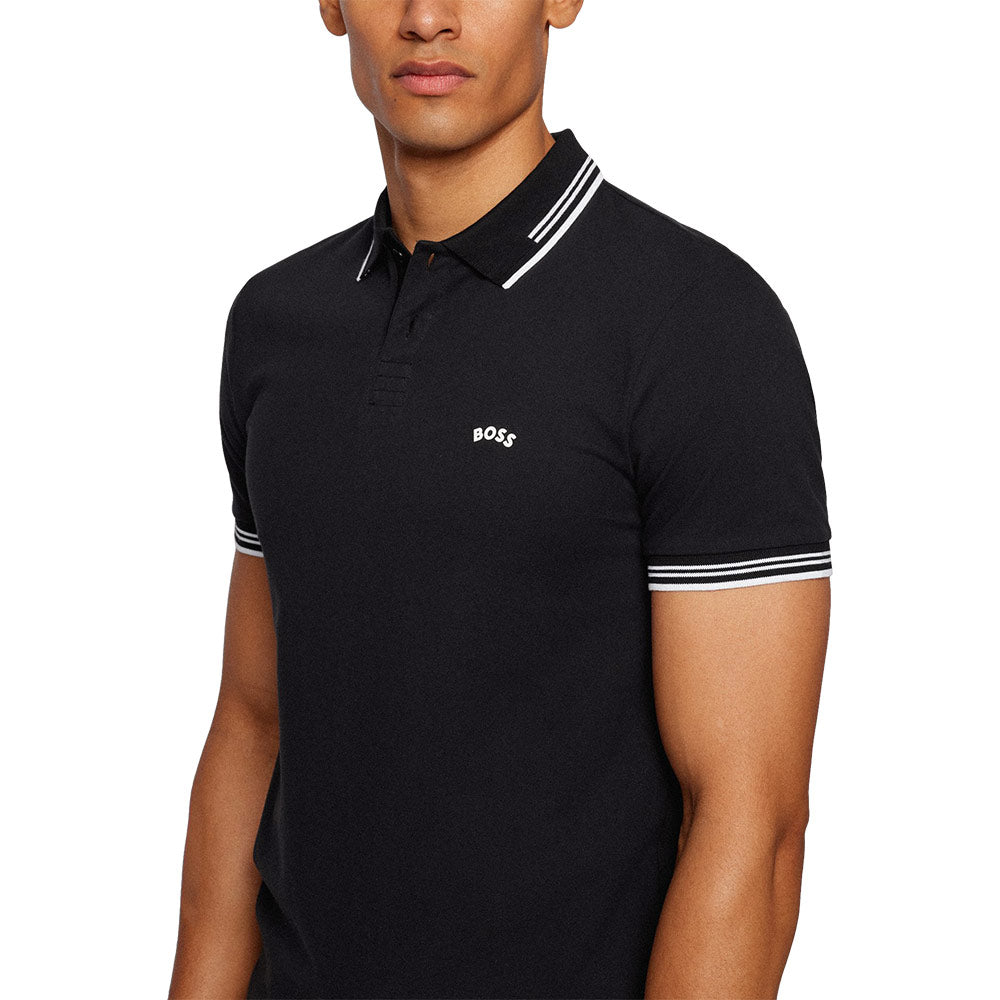 slim fit polo tees black