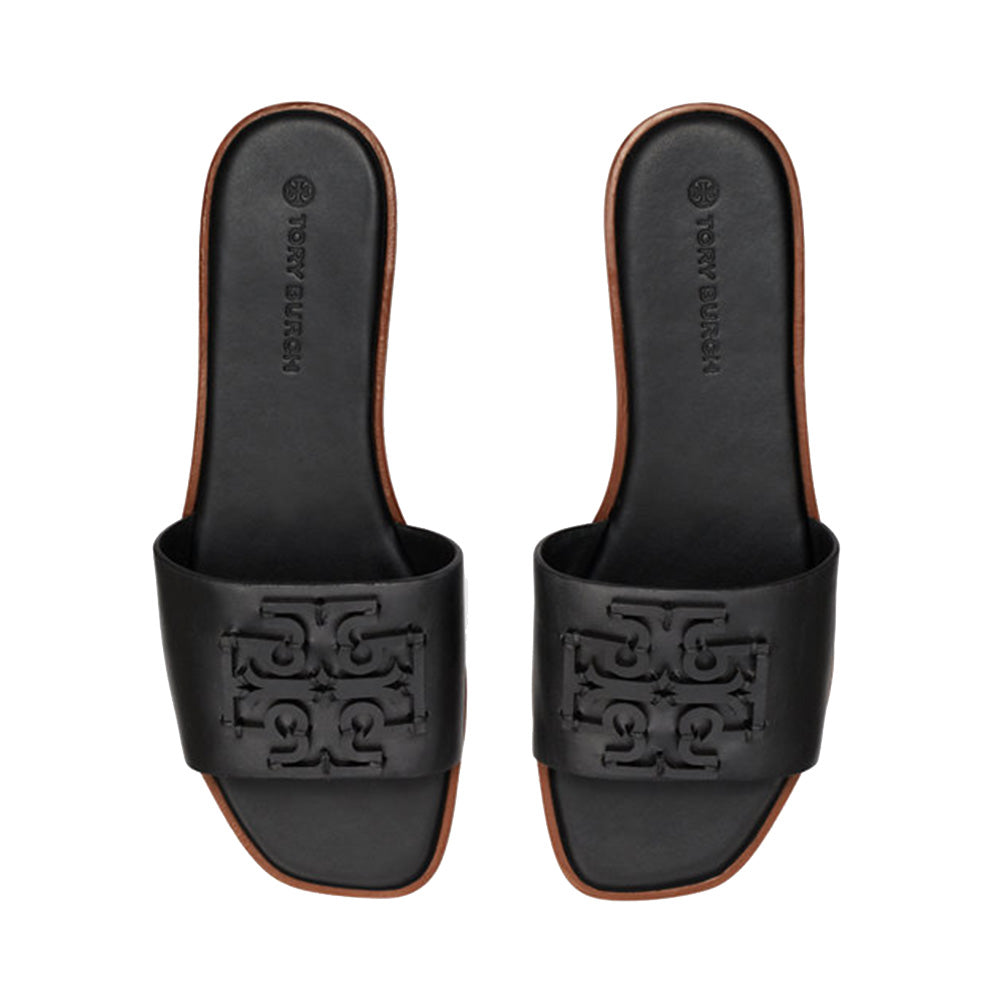 Tory Burch Ines Slide Textured Calf Leather Black 